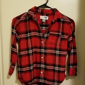 Old Navy Girls Plaid Boyfriend Shirt 6/7
